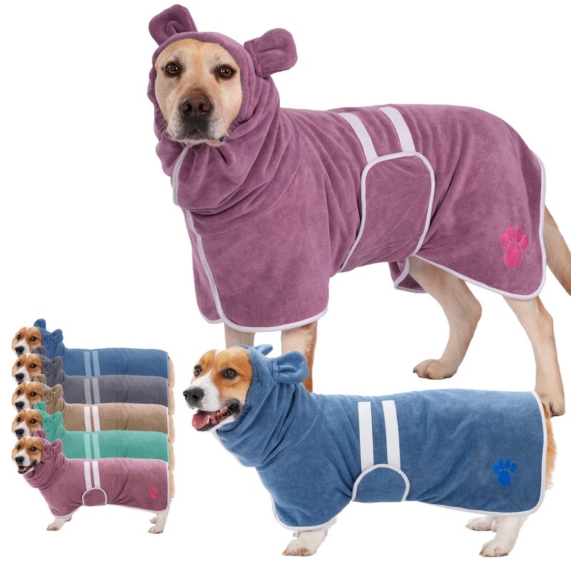 1pc Red Rabbit Ear Embroidered Pet Bathrobe Quick Dry Super Absorbent For Small Medium Large Dogs Adjustable Closure Home Use - Image 1