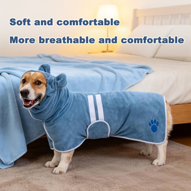 1pc Red Rabbit Ear Embroidered Pet Bathrobe Quick Dry Super Absorbent For Small Medium Large Dogs Adjustable Closure Home Use - Image 4