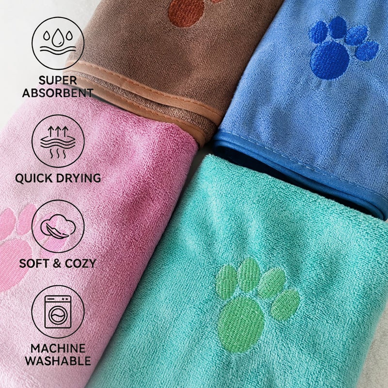 1pc Red Rabbit Ear Embroidered Pet Bathrobe Quick Dry Super Absorbent For Small Medium Large Dogs Adjustable Closure Home Use - Image 5