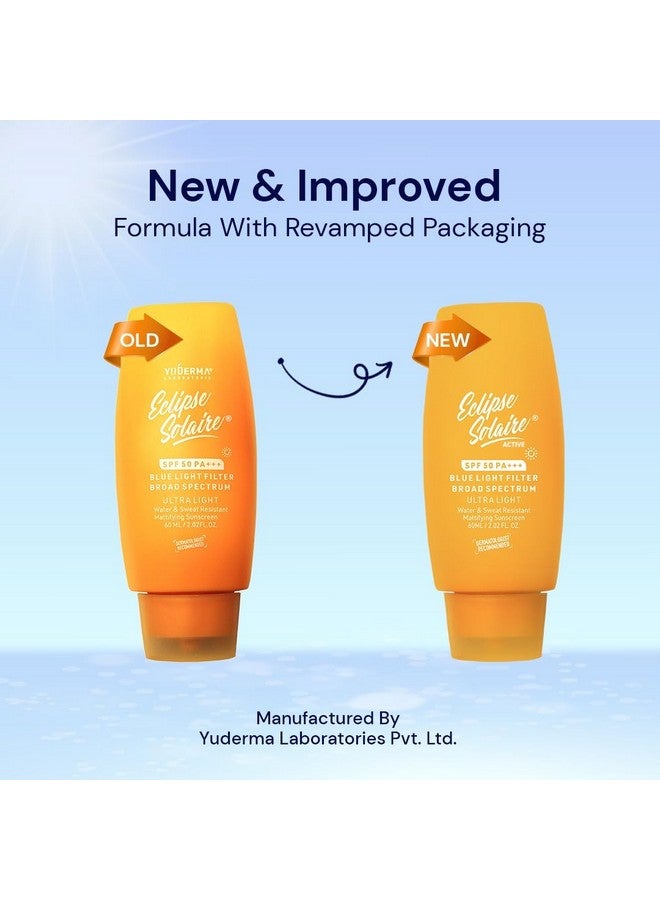 Yuderma واقي شمس يوديرما إكليبس سولير النشط المطفئ SPF 50 PA+++ | بدون أثر أبيض | حماية من UVA/B والضوء الأزرق | غير دهني | لجميع أنواع البشرة 60 مل - Image 3