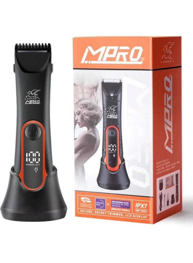 MPRO MP-1845 Waterproof Body Grooming Trimmer with LCD Display & 600mAh Battery - Image 1