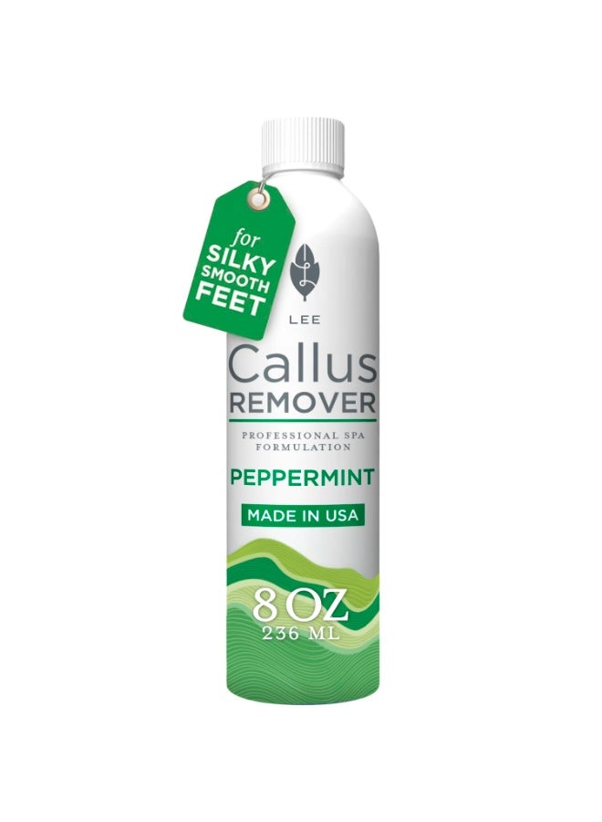 Lee Beauty Professional Callus Remover for Feet - Peppermint, Powerful Formulation - Extra Strength Gel, Home Pedicure Foot Spa Results - Cracked & Dead Dry Skin Supplies - 8 Oz