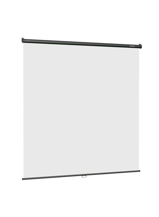 RAUBAY Retractable Pull Down White Screen Backdrop - 78.7" x 86.6" Collapsible Wall-Mount Background for Professional Video Production, Photography, TikTok and Video Conferencing - Image 1