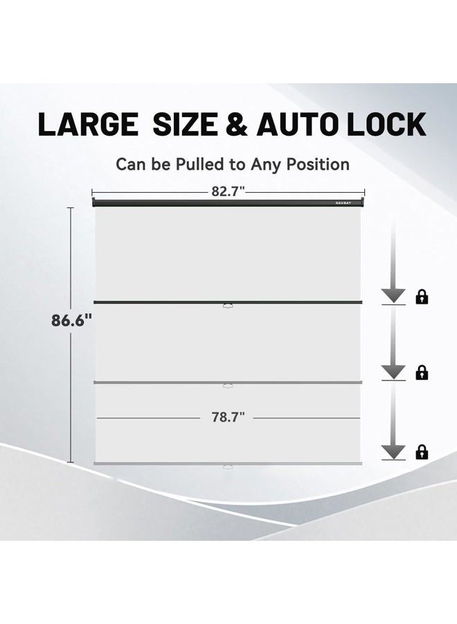 RAUBAY Retractable Pull Down White Screen Backdrop - 78.7" x 86.6" Collapsible Wall-Mount Background for Professional Video Production, Photography, TikTok and Video Conferencing - Image 2