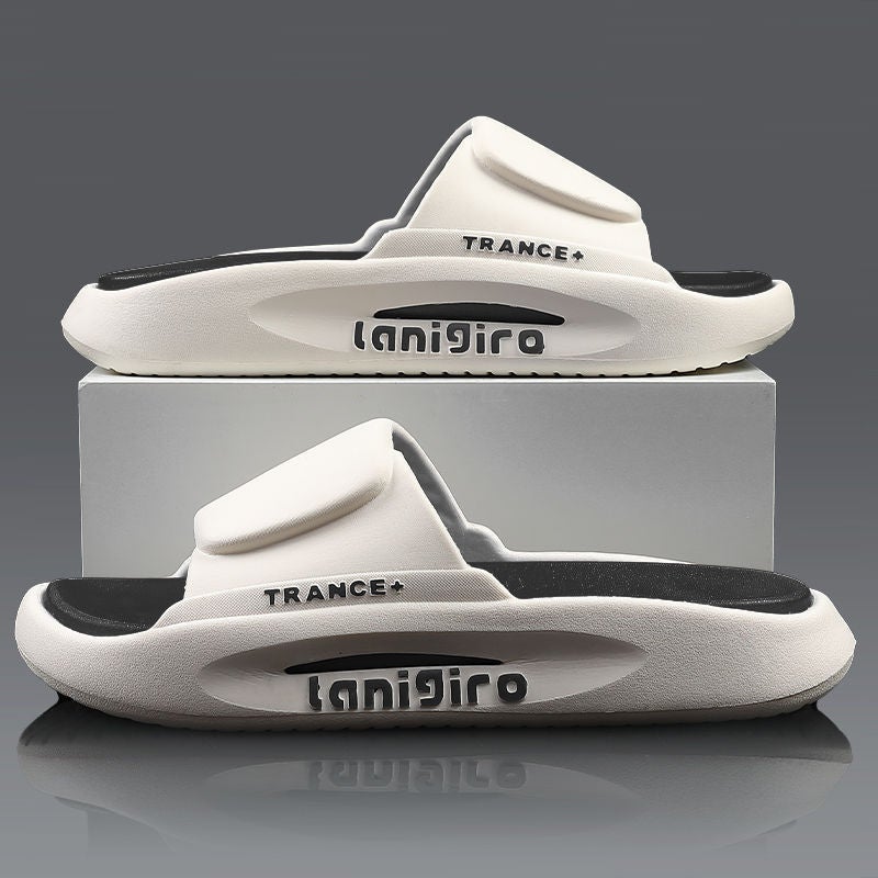 Slip-on slippers men's couple summer high-looking outdoor wear thick bottom non-slip indoor home Bath women's slippers - Image 2
