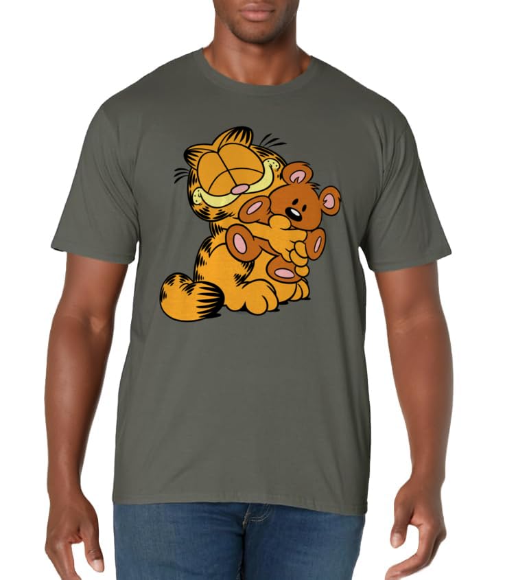 Garfield Hugging Pooky Cartoon Cat T-Shirt - Image 2