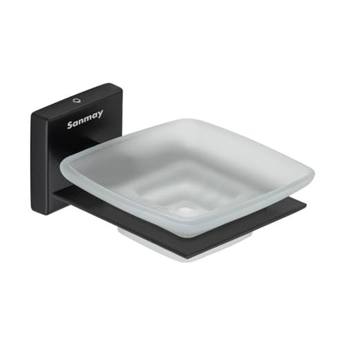 Sanmay Wall Mounted Square Soap Dish with SS Holder(Black Finish) (Set of 2) - Image 2