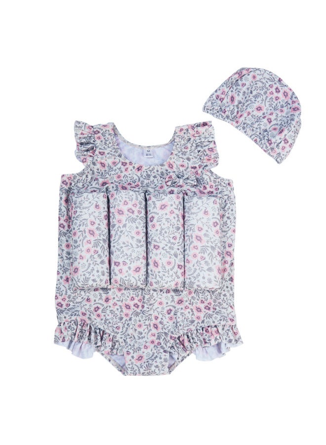 Loquat Children's Buoyancy Swimsuit Baby Swimsuit One-piece Girl Toddler 2-3 Years Old Toddler 1 Boy Swimsuit Baby-Color:Small Floral- - Image 1