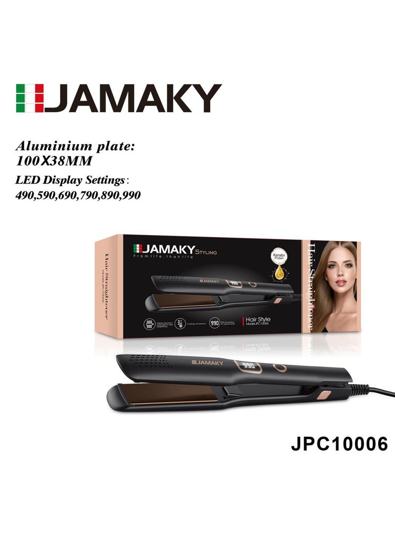 Jamaky Italy جهاز كي فرد الشعر السيراميك من جاماكي بشاشه ديجيتال سخونة تصل 990 درجة فهرنهايت (ايطالي) JMK10006 