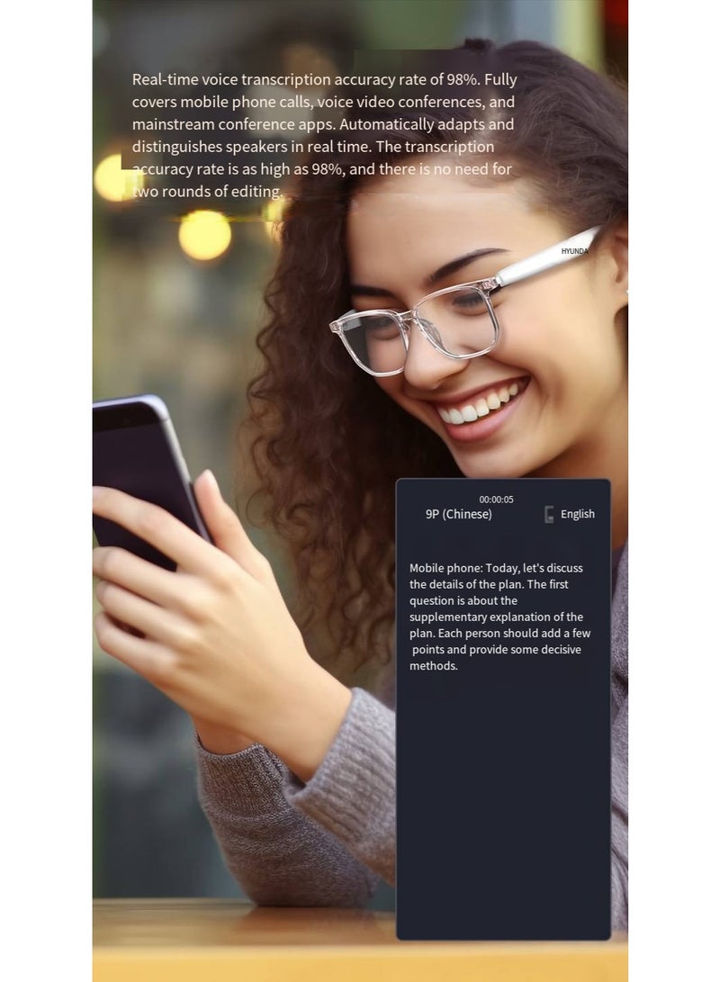 هيونداي Smart Glasses with AI, Polarized Sunglasses with Bluetooth Speaker, Athletic, Outdoor, Sports UV Protection and Voice Control, Smart AI translation Glasses and Headphones, Translation in 144 languag - Image 2