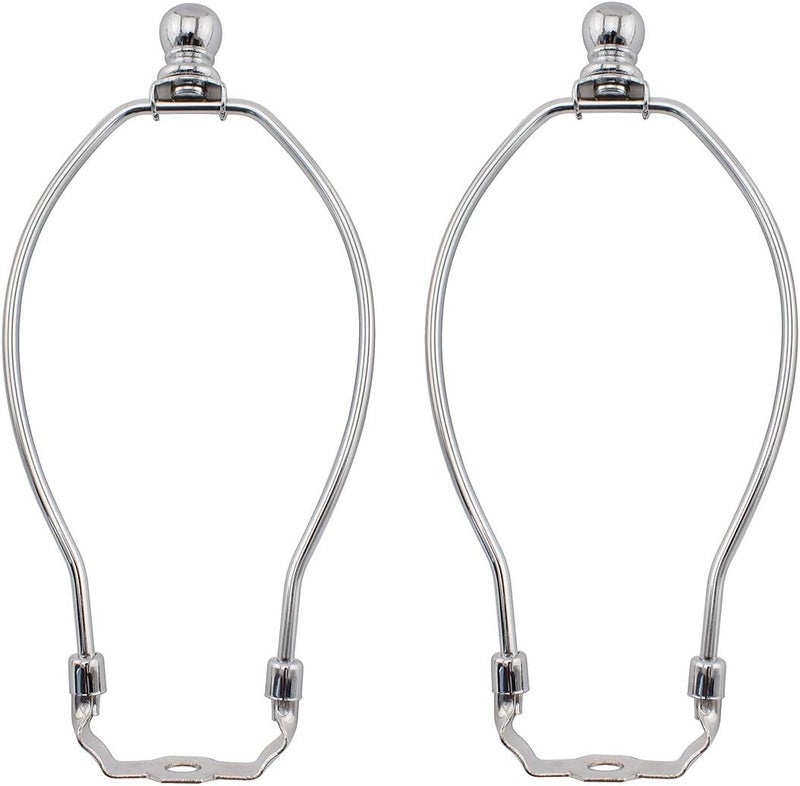 OZXNO 10 Inch Lamp Shade Harp Holder, 2-Pack Horn Frame Lamp Shade Bracket with Light Base and Ball Lamp Finial DIY Lighting Replacement Accessories for Table/Floor Lamps (Sliver) - Image 1