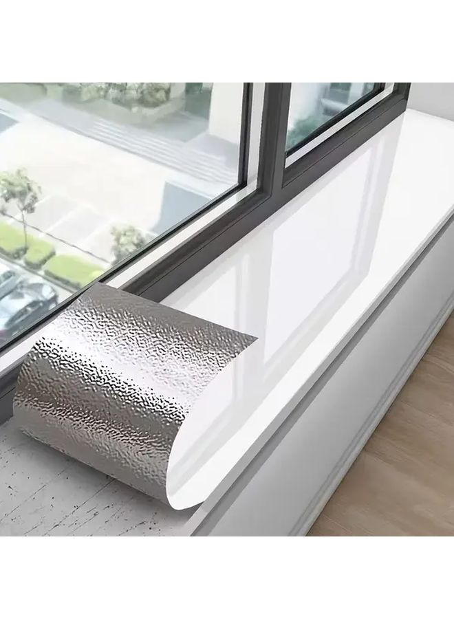 1 Roll Self Adhesive Window Sill Sticker White Gray Marble Pattern Glossy White Texture 3.0M by 30CM Vinyl Modern Easy Peel and Stick Installation Suitable for Various Surfaces Doors Cabinets Thresholds Home Decor - Image 4