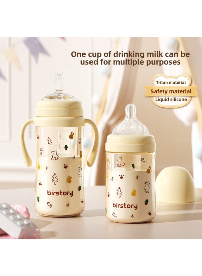 Baby Bottle A Cup Of Three Children Drink Milk Big Baby Straw Learning Drinking Cup Tritan Choking 0-3 Years Old-Capacity:Nozzle Cup 280ml - Image 2