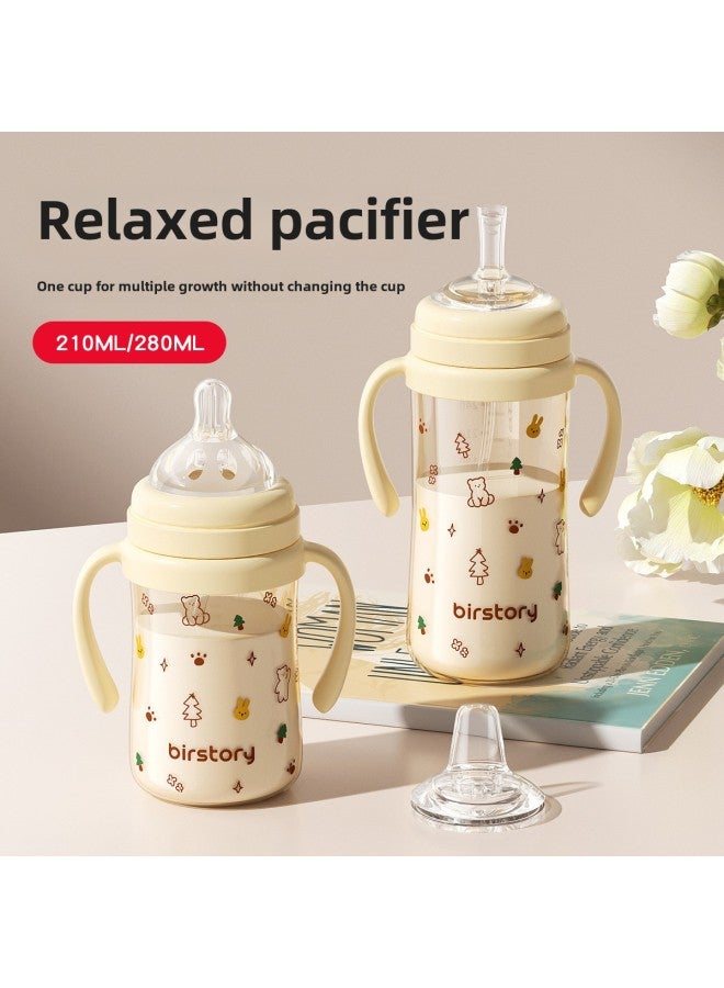 Baby Bottle A Cup Of Three Children Drink Milk Big Baby Straw Learning Drinking Cup Tritan Choking 0-3 Years Old-Capacity:Nozzle Cup 280ml - Image 3