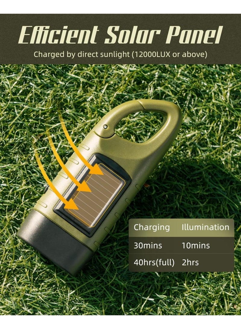 أوشيما 2 قطعة مصباح يدوي شمسي يعمل بالدواس، مصباح طوارئ مزود بقفل أمان لرحلات التخييم والاستكشاف والانقطاع عن الكهرباء (أصفر + خضير الجيش) - Image 4