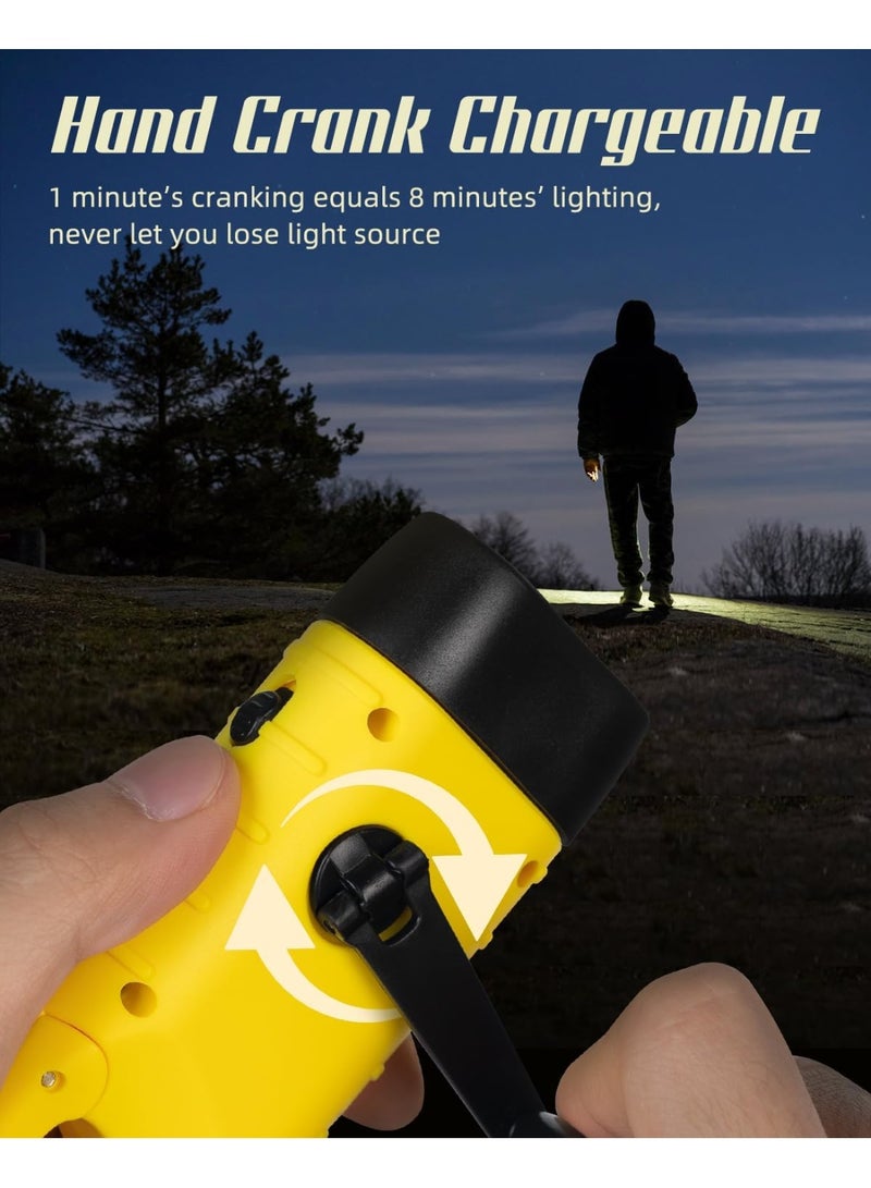 أوشيما 2 قطعة مصباح يدوي شمسي يعمل بالدواس، مصباح طوارئ مزود بقفل أمان لرحلات التخييم والاستكشاف والانقطاع عن الكهرباء (أصفر + خضير الجيش) - Image 3