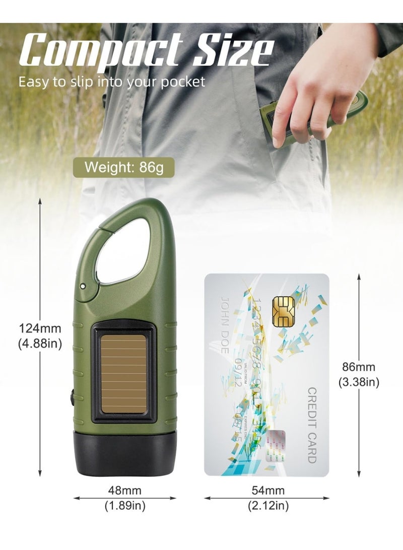 أوشيما 2 قطعة مصباح يدوي شمسي يعمل بالدواس، مصباح طوارئ مزود بقفل أمان لرحلات التخييم والاستكشاف والانقطاع عن الكهرباء (أصفر + خضير الجيش) - Image 2