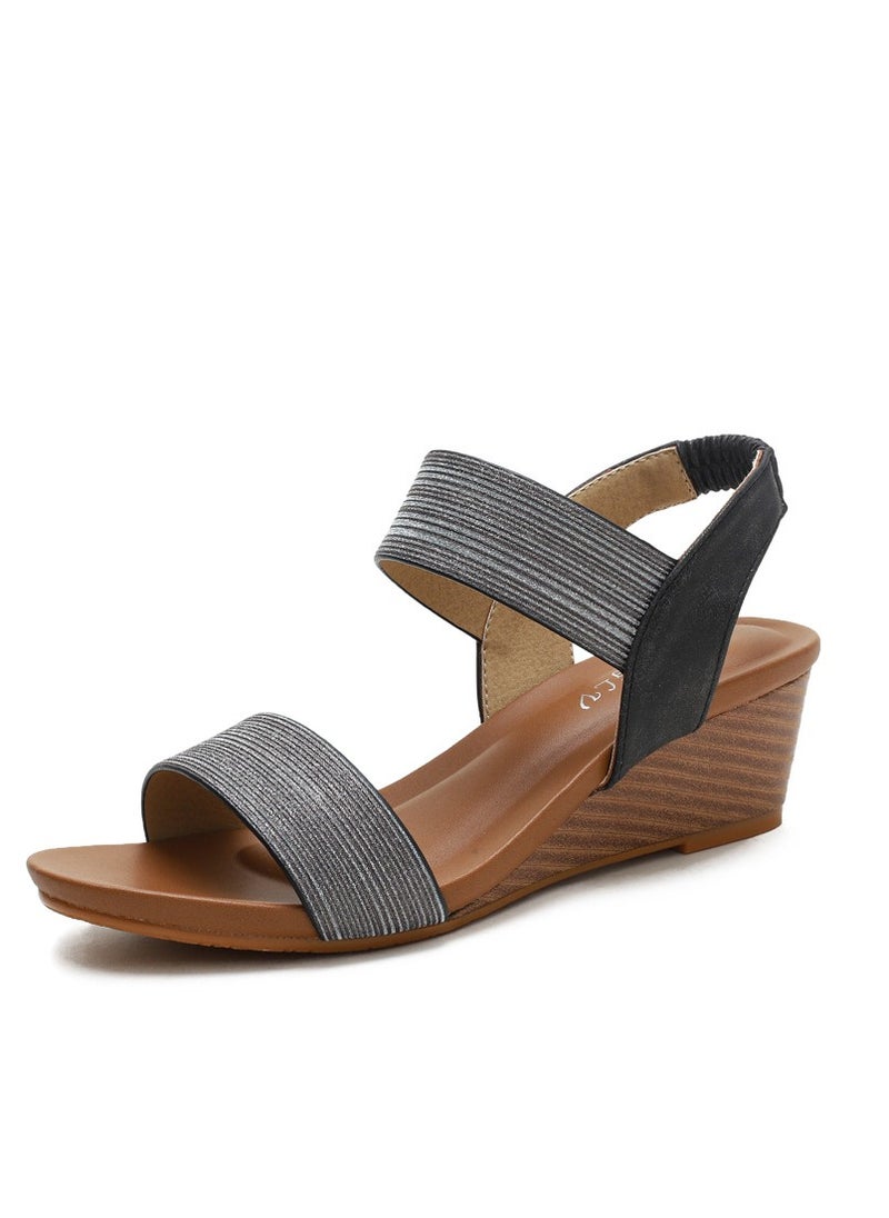 SIKETU New Summer Sandals for Women with One Belt Roman Shoes, Fairy Large Slope Heel Fashion Women's Sandals  - Image 1