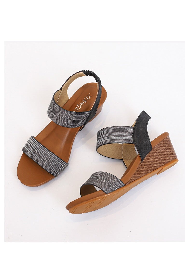 SIKETU New Summer Sandals for Women with One Belt Roman Shoes, Fairy Large Slope Heel Fashion Women's Sandals  - Image 2