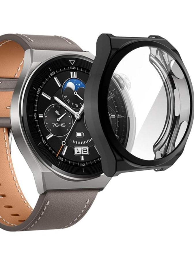 حافظة حماية بلاستيكية كاملة من ELMO3EZZ متوافقة مع ساعة هواوي GT3 PRO مقاس 46 ملم، حافظة ساعة من مادة TPU (أسود) - Image 1