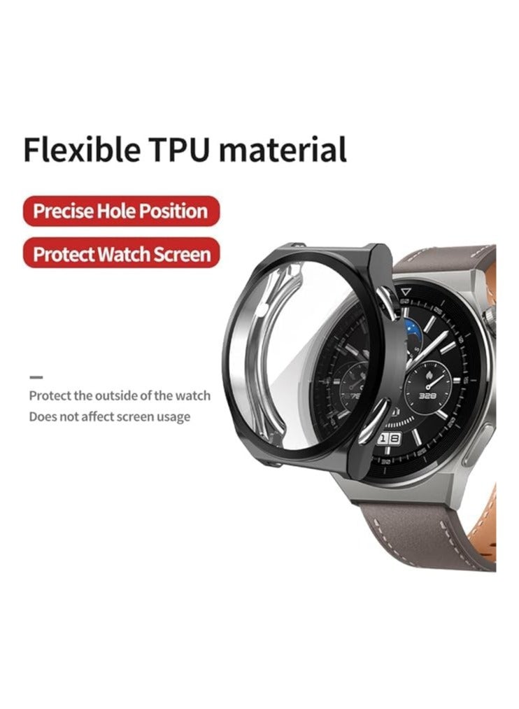 حافظة حماية بلاستيكية كاملة من ELMO3EZZ متوافقة مع ساعة هواوي GT3 PRO مقاس 46 ملم، حافظة ساعة من مادة TPU (أسود) - Image 5