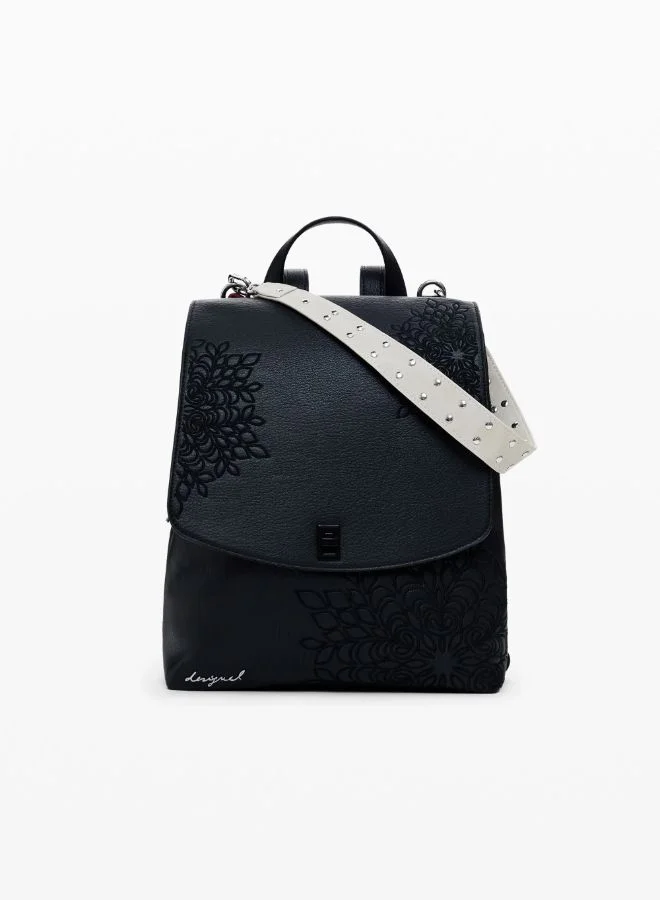 DESIGUAL Small embossed flap backpack
