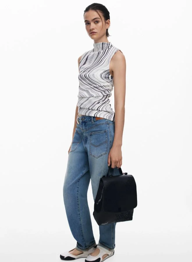 DESIGUAL Small embossed flap backpack