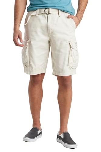 UNIONBAY mens Survivor Belted Cargo Shorts, Stone, 34 US - Image 1
