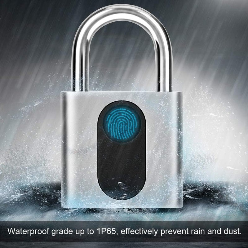 comfrt Fingerprint Padlock, Electronic Door Lock Fingerprint Recognition Smart Keyless Waterproof Security Anti-Theft Padlock - Image 5