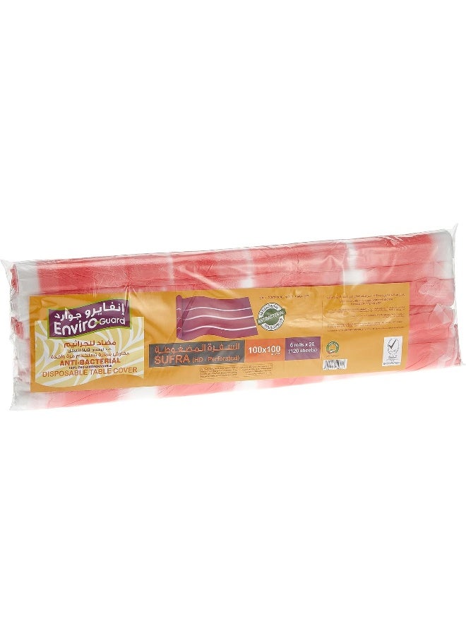 Enviro Guard Anti-Bacterial HDPE Disposable Table Cover - 6 Rolls x 20 Sheets (120 Sheets) - 100 cm x 100 cm - Image 1