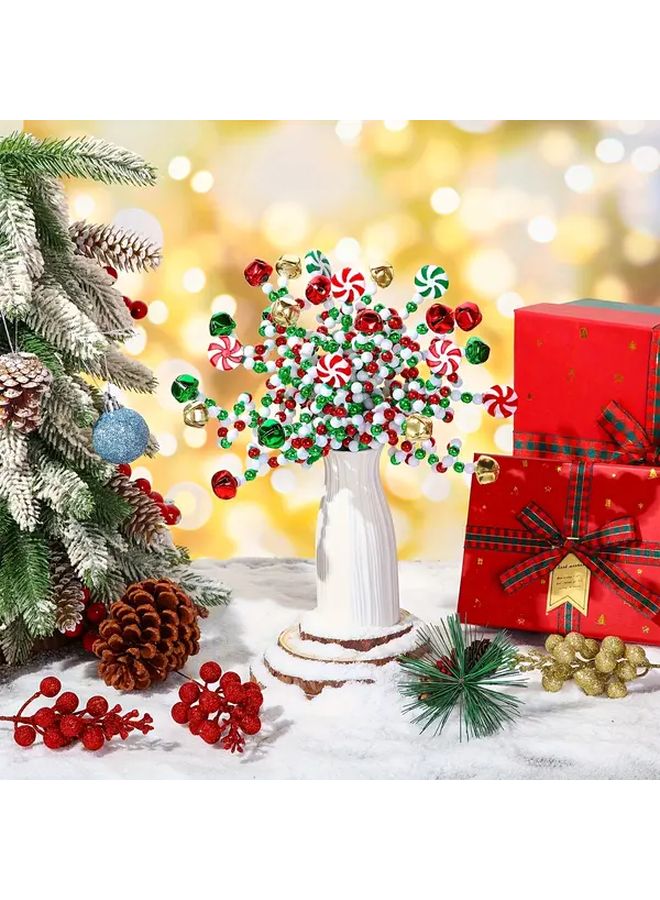10pcs White Christmas Tree Picks Curly Bell Candy Cane Ornaments For Topper Decor - Image 2