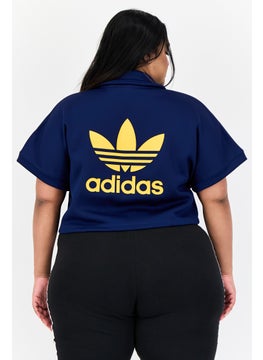 adidas Originals Women Sportswear Fit Short Sleeves Outdoor Crop Polo Shirt, Dark Blue  - Image 3