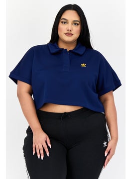 adidas Originals Women Sportswear Fit Short Sleeves Outdoor Crop Polo Shirt, Dark Blue  - Image 1