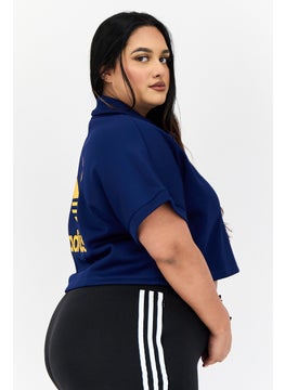 adidas Originals Women Sportswear Fit Short Sleeves Outdoor Crop Polo Shirt, Dark Blue  - Image 2
