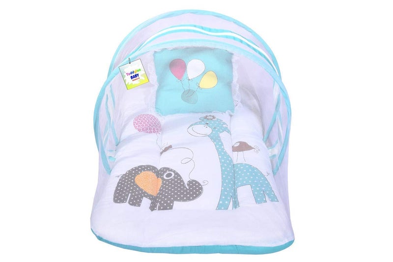 Toddylon Baby Bed New Born Baby Bedding Set Mattress Mosquito Net Sleeping Essential Carry Nest Insect Protector Infants Boys Girl 06 Months Blue - Image 1