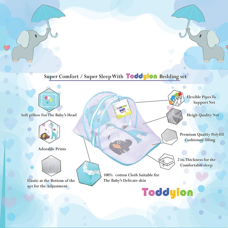 Toddylon Baby Bed New Born Baby Bedding Set Mattress Mosquito Net Sleeping Essential Carry Nest Insect Protector Infants Boys Girl 06 Months Blue - Image 3