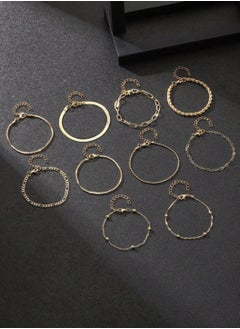 YUCCA 10pcs Women's Large Gradient Bracelet Set, Simple Classic Snake Chain Braid Design Jewelry, Suitable for Daily Wear or Gifts  - Image 2
