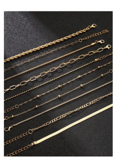 YUCCA 10pcs Women's Large Gradient Bracelet Set, Simple Classic Snake Chain Braid Design Jewelry, Suitable for Daily Wear or Gifts  - Image 3