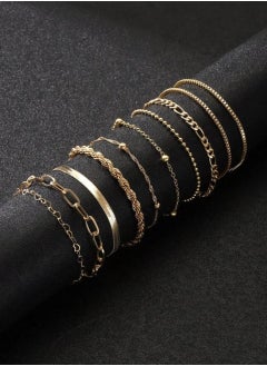 YUCCA 10pcs Women's Large Gradient Bracelet Set, Simple Classic Snake Chain Braid Design Jewelry, Suitable for Daily Wear or Gifts  - Image 4
