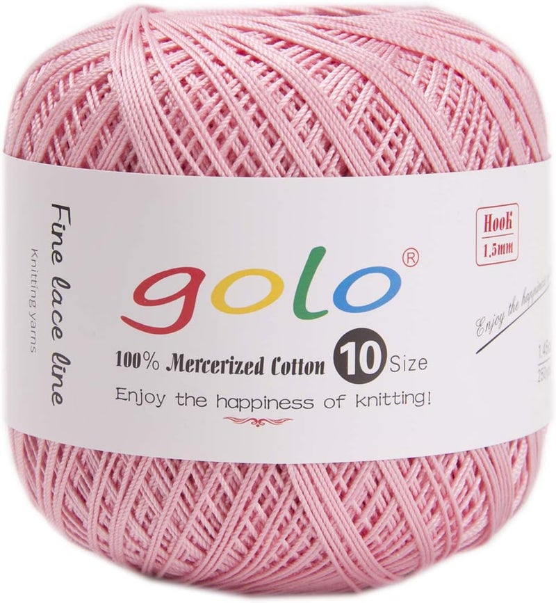 Golo Crochet Thread for Crocheting Size10 Light Pink Yarn for Tatting 102 - Image 1