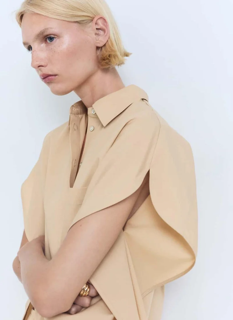 MANGO Oversized Short-Sleeved Shirt