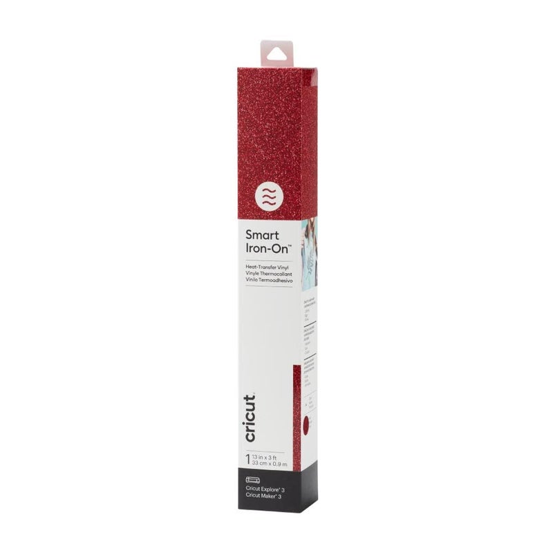 Cricut Smart Iron On 13in x 3ft Glitter Red for Explore 3 and Maker 3  Matless Cutting for Long cuts up to 12ft