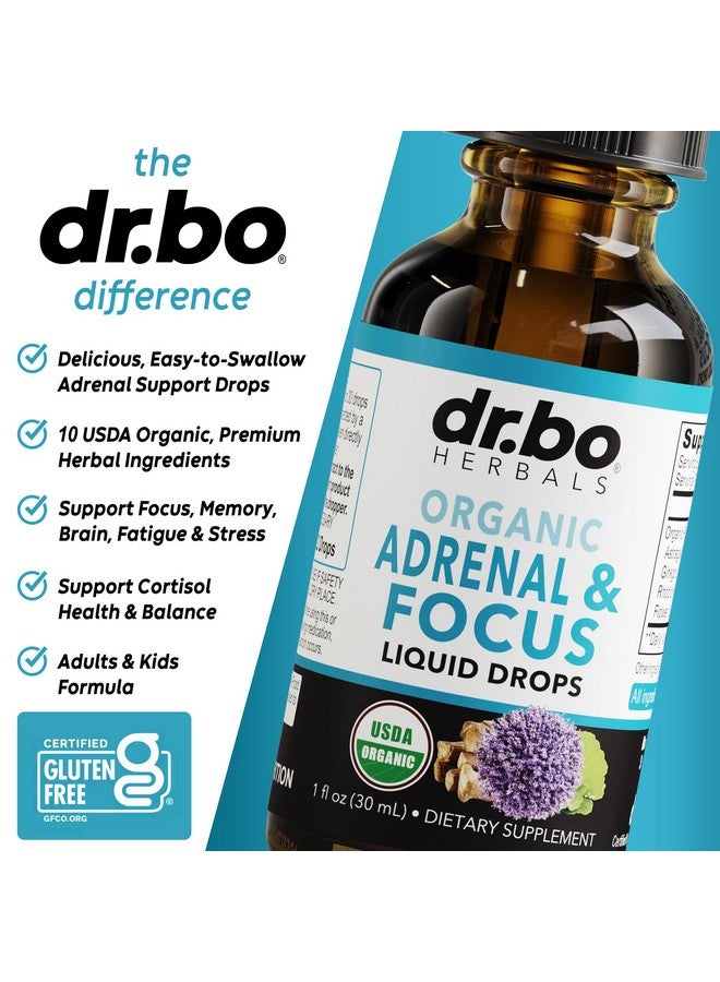 dr.bo Adrenal Support Supplements Liquid Drops - Organic Adrenal and Focus Supplement, Cortisol Manager Adaptogen Adults, Ginkgo Biloba for Kids Calm - Natural Brain and Memory Fatigue Stress Attention 1oz - Image 4