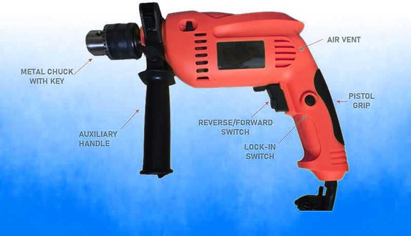 MLD 13mm Drill Machine Reverse Forward Rotation Speed Regulator with 5Pcs Masonry Drill Bit SetLine tester Plier 13 mm 550W2600RPM ColorMulti Material Plastic - Image 3