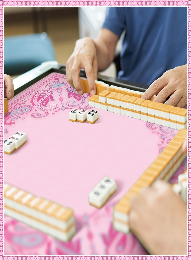 Sonwyoung 31.5 in Paisley Mahjong Mat with Black Carrying Bag Multi Purpose Game Mat Anti-Slip Noise-reducing Rubber Table Cover for Mahjong, Card, Board, Tile Games (Pink) - Image 4