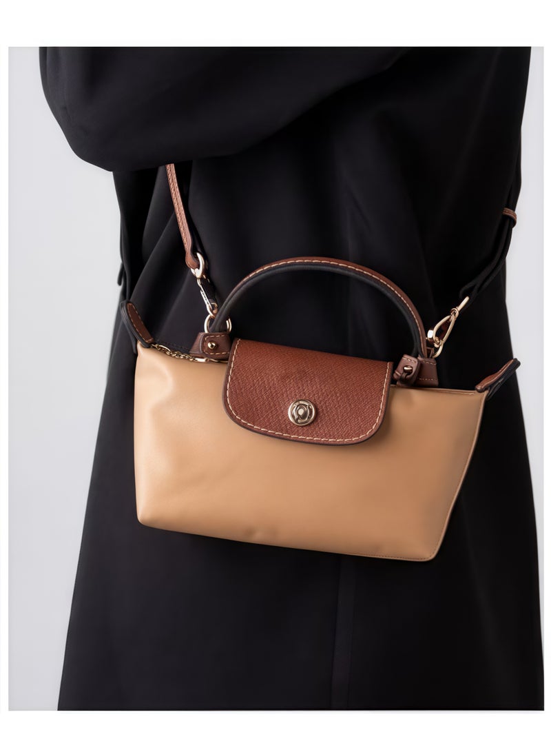 لونج شامب المرأة الكلاسيكية أزياء متعددة الاستخدامات حقيبة مكياج صغيرة حقيبة اليدحقيبة الكتف حقيبة صغيرة المحمولة بني كلاسيكي - Image 4