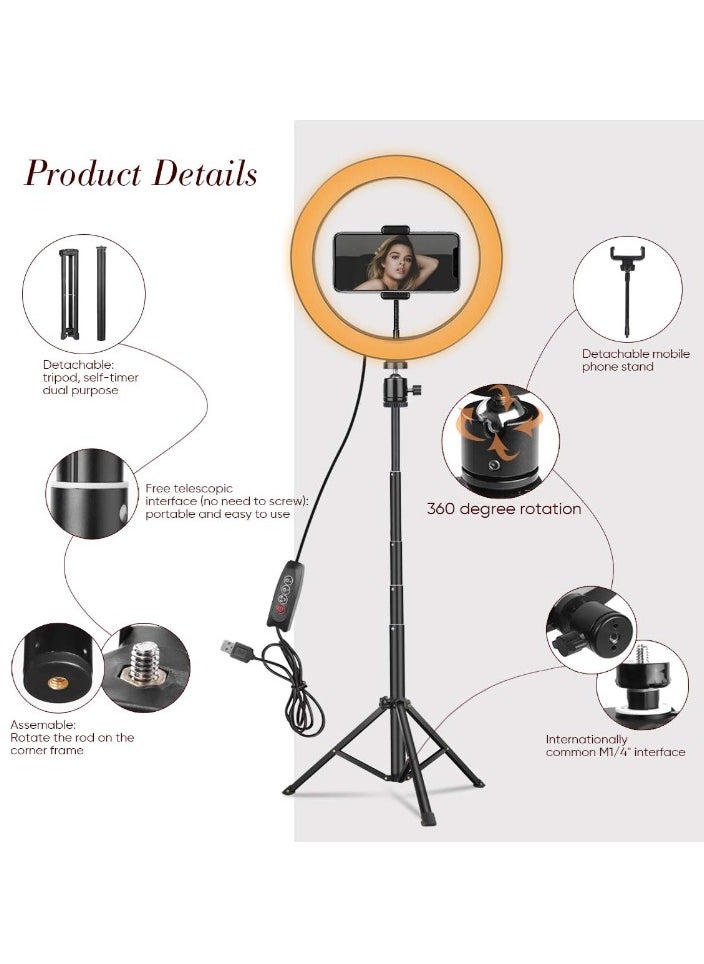 Generic - Ultexon Adjustable Ring Light With Adjustable Tripod Stand And Phone Holder It Works With Three Levels Of Light Moodes And Ten Brightness Levels For Selfies And Youtube Videos - Image 1