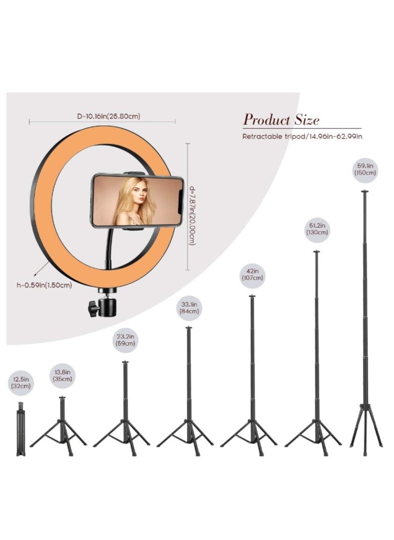 Generic - Ultexon Adjustable Ring Light With Adjustable Tripod Stand And Phone Holder It Works With Three Levels Of Light Moodes And Ten Brightness Levels For Selfies And Youtube Videos - Image 1