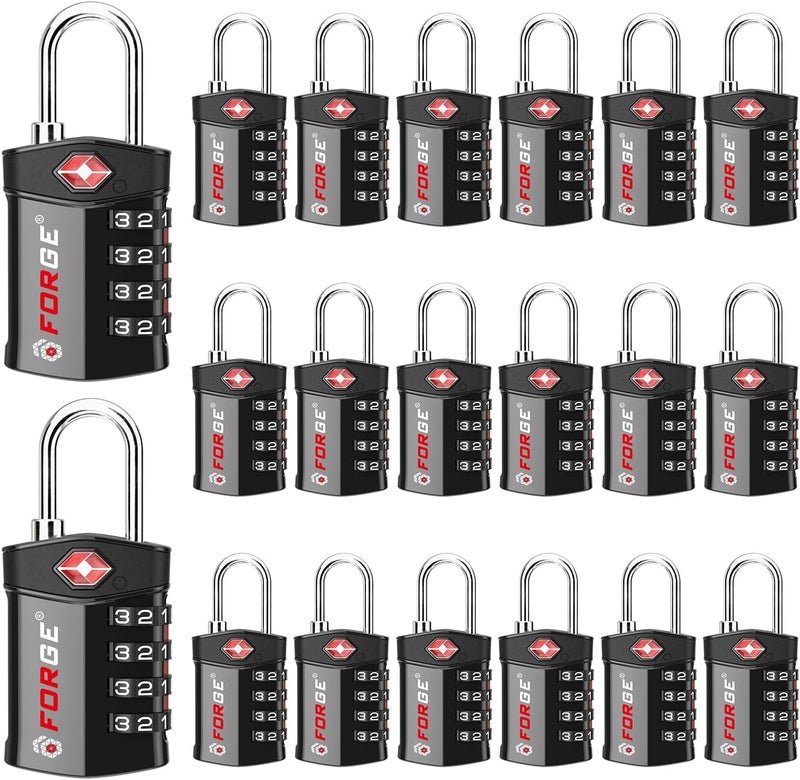 Forge 20 PK 4-Digit Combination Lock, TSA Approved Locks for Luggage, Travel, Gym, School, Suitcase, Backpack, Pelican case, Easy Read dials, zinc Alloy Body. - Image 1