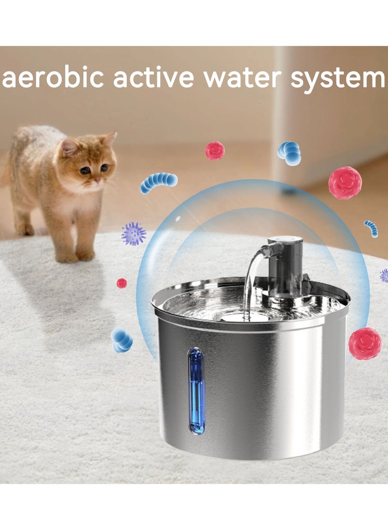 نافورة مياه القطط من الفولاذ المقاوم للصدأ، نافورة حيوانات أليفة تلقائية، وعاء مياه للكلاب، موزع مياه للشرب مع نافذة مستوى المياه، نافورة مياه للحيوانات الأليفة، موزع مياه للكلاب - Image 4